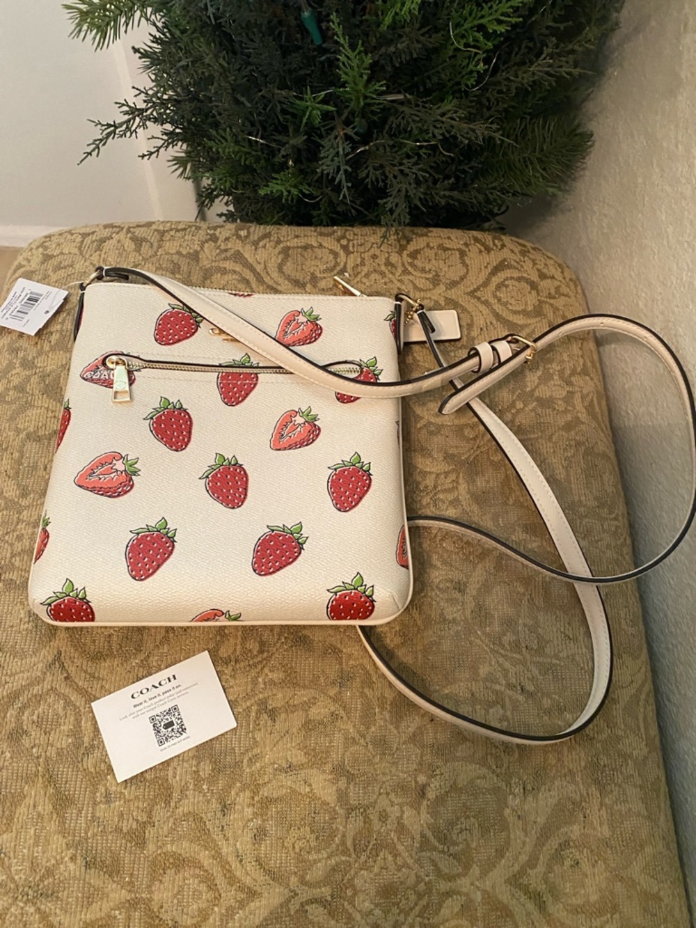 Coach NWT Mini Rowan File Bag With Strawberry Print